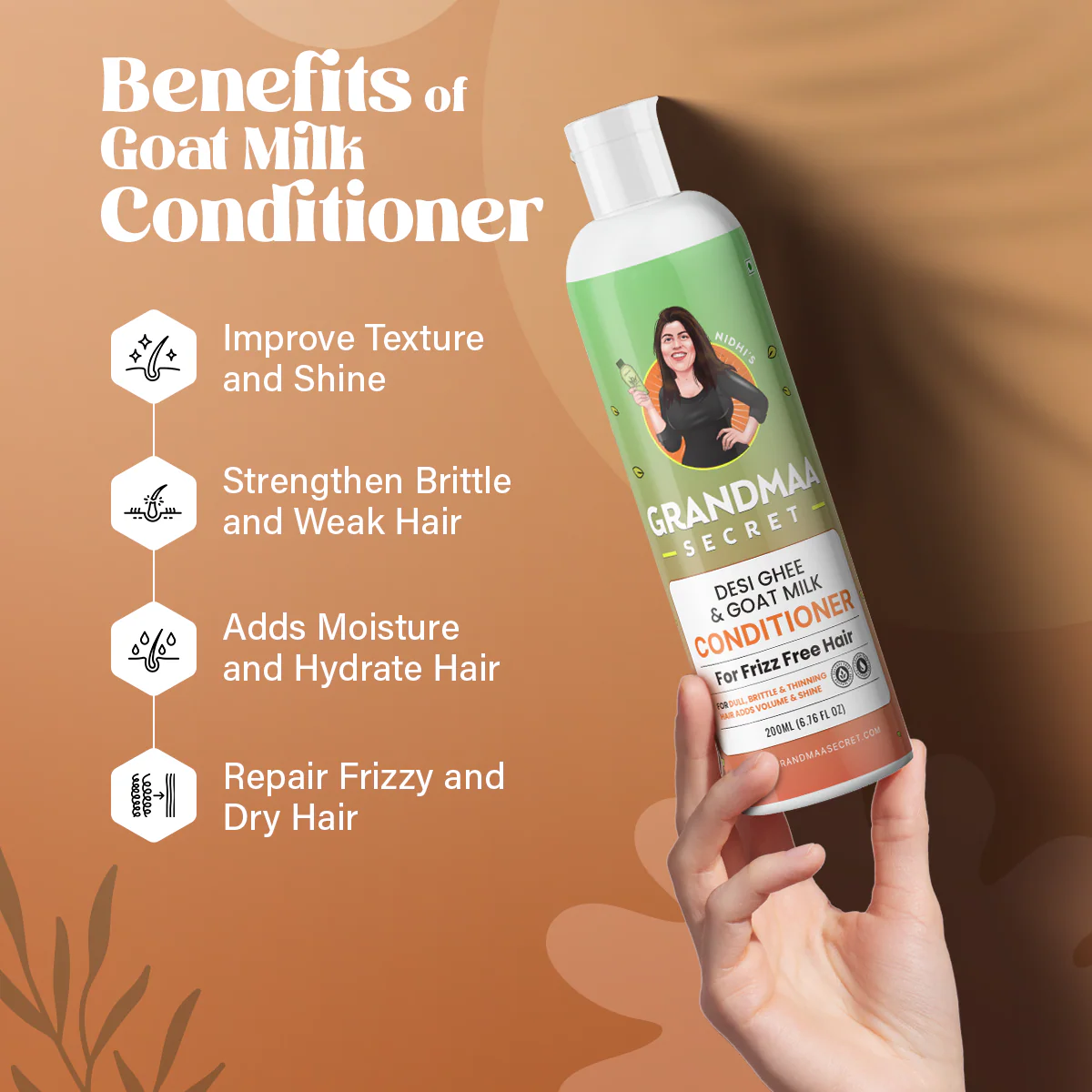 Desi Ghee & Goat Milk Conditioner for Dry & Damaged Hair - Image 3