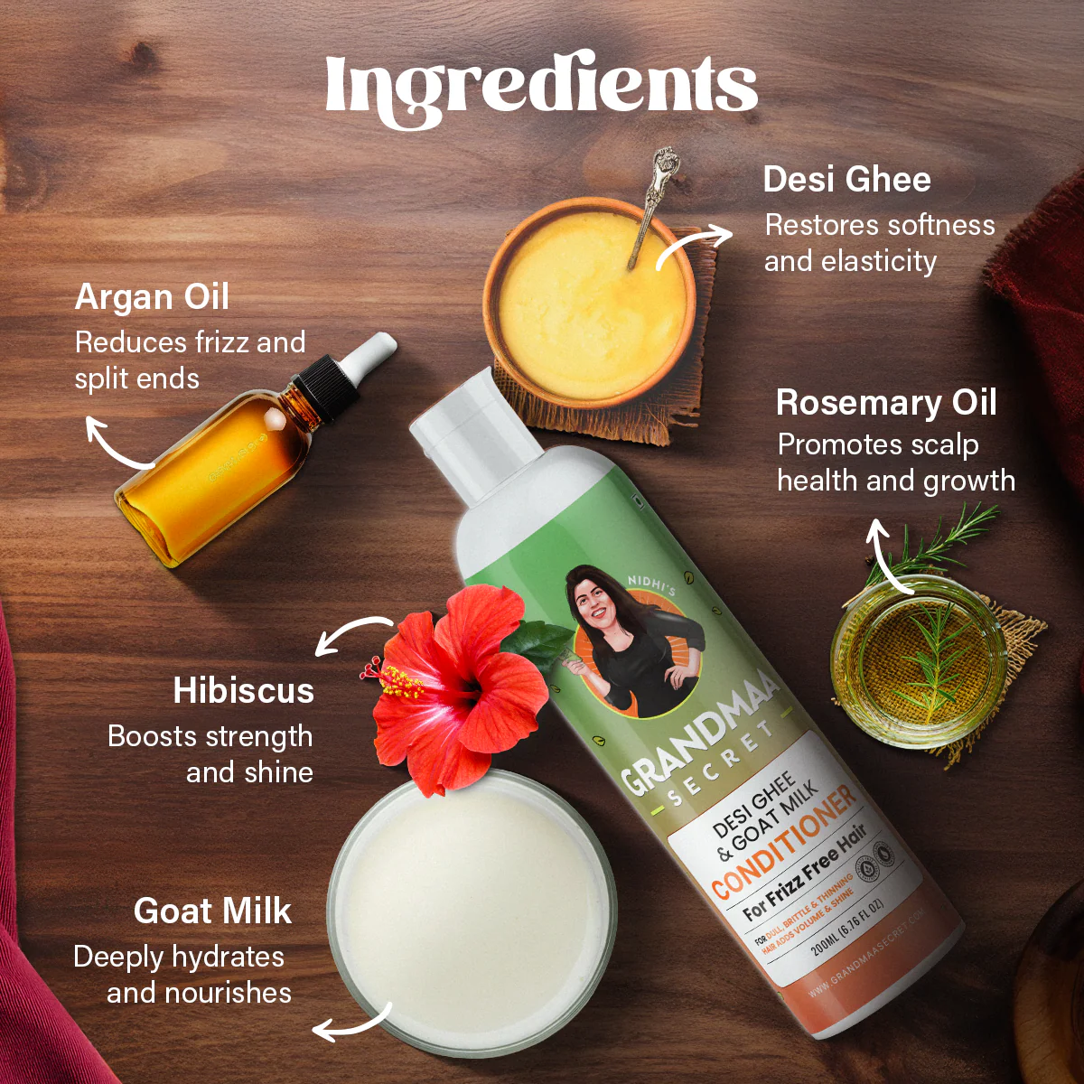 Desi Ghee & Goat Milk Conditioner for Dry & Damaged Hair - Image 5