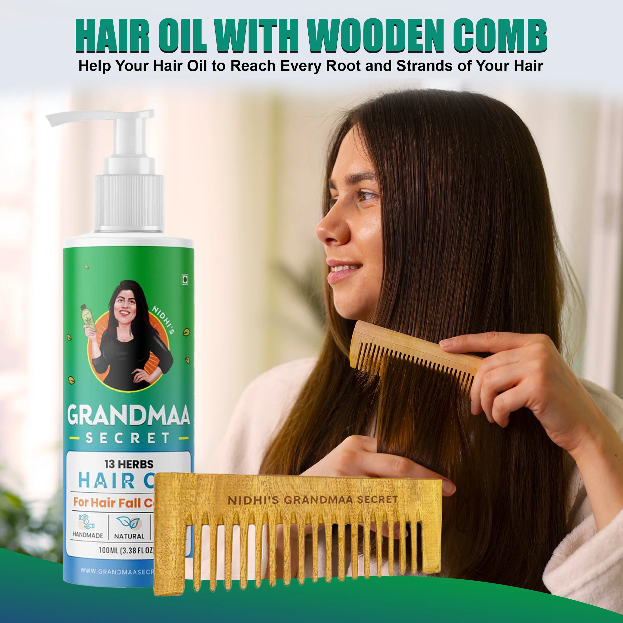 Hair Fall Control Combo with Hair Oil, Shampoo, Scalp Scrub, Neem Comb - Image 3
