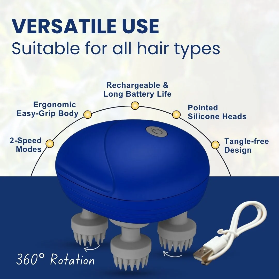 Scalp Massager | Rechargeable |Silicon Kneading Points | Scalp, Body & Head Massager for Hair Growth (Colour May Vary) - Image 5