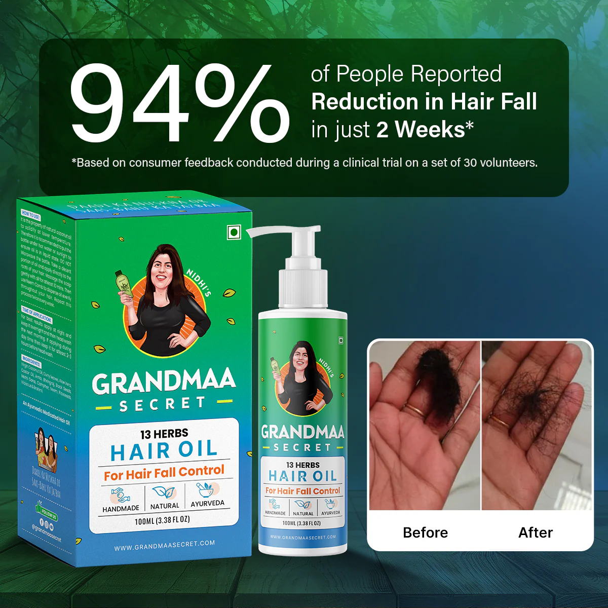 Thick Hair Combo with 13 Herbs Hair Oil, Shampoo & Rosemary Ark - Image 3