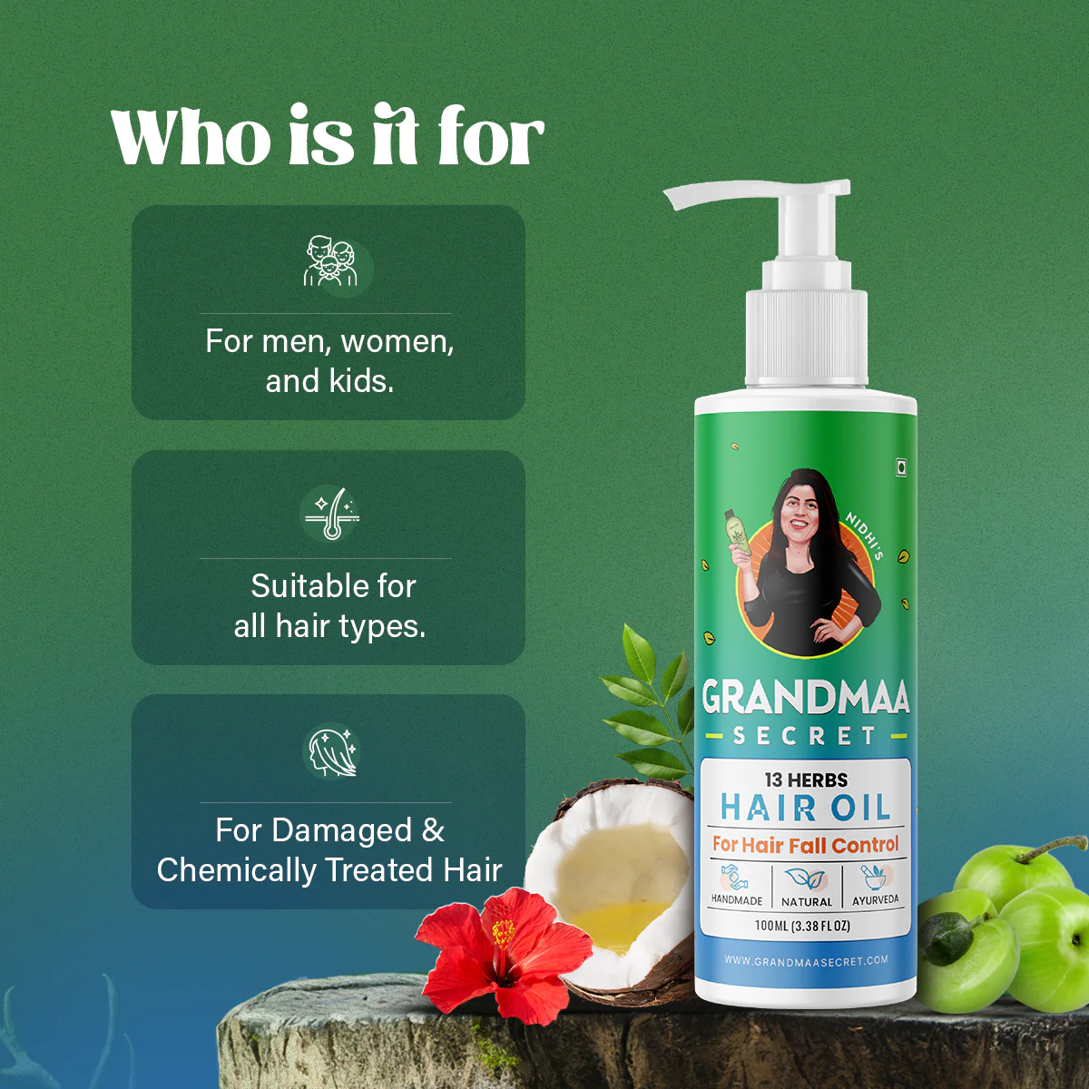 Thick Hair Combo with 13 Herbs Hair Oil, Shampoo & Rosemary Ark - Image 5